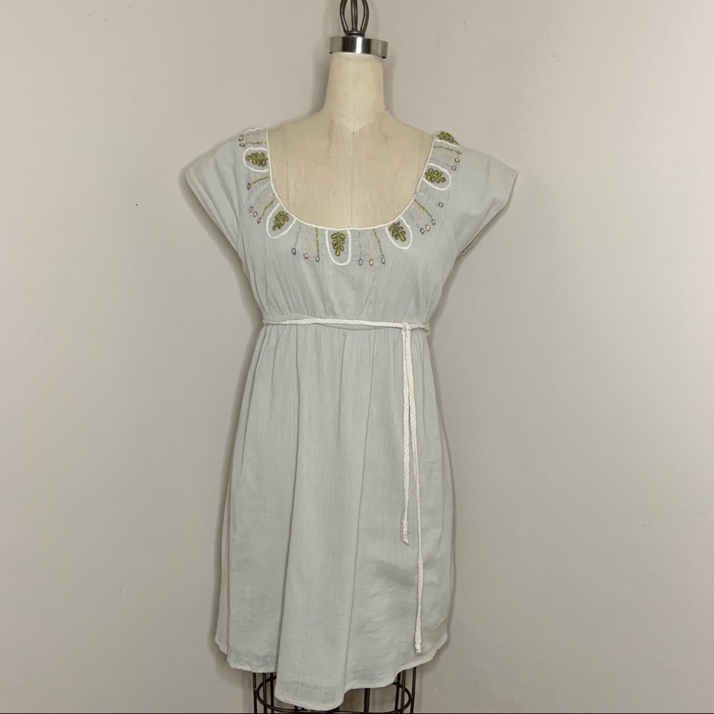 Feather Bone Embroidered Tunic Dress